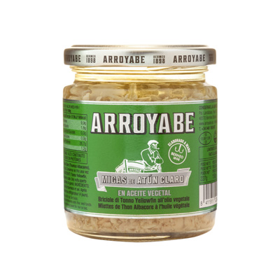 Migas de atun en frasco de cristal 250 gr.