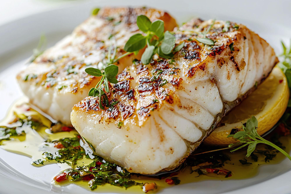 pescado blanco en plato servido